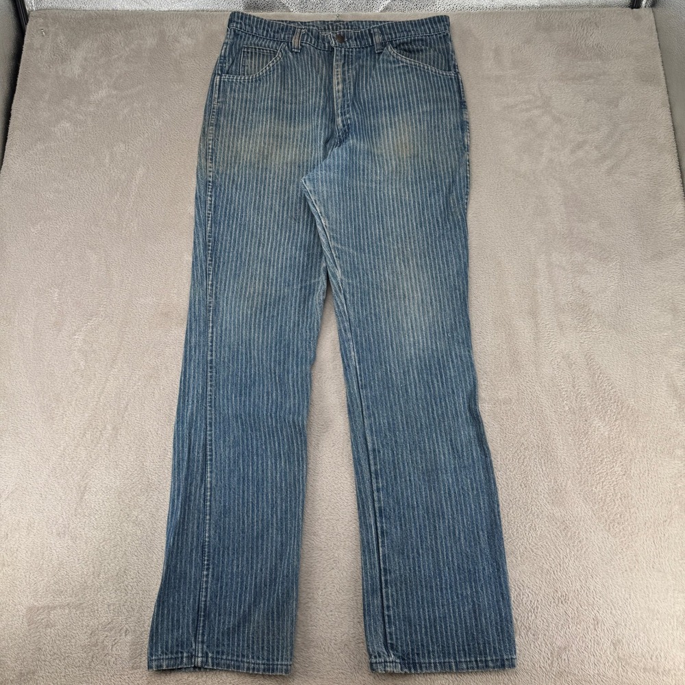 VTG 80s Dee Cee Jeans Mens 36‎ Blue Preowned Denim Pinstripe Straight Leg Retro